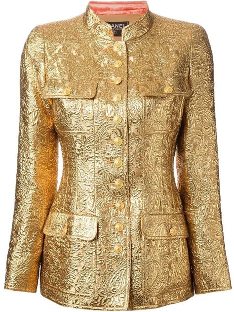 chanel gold blazer|Chanel jacket worth 15 000.